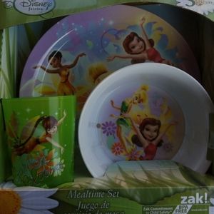 Rare Disney Tinkerbell Fairy 3 Piece Mealtime Set